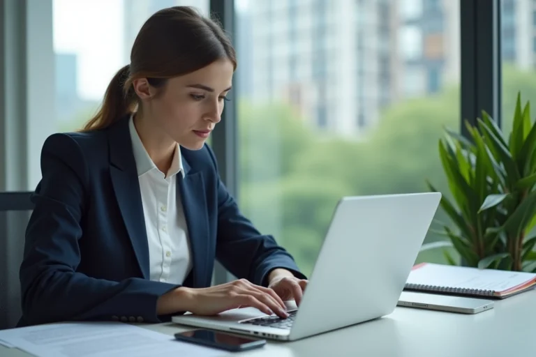Femme professionnelle en gestion du temps au bureau