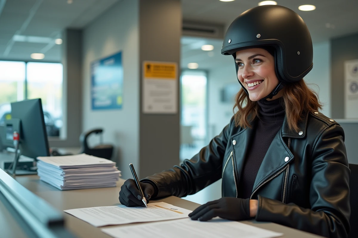 Femme signant documents au bureau d